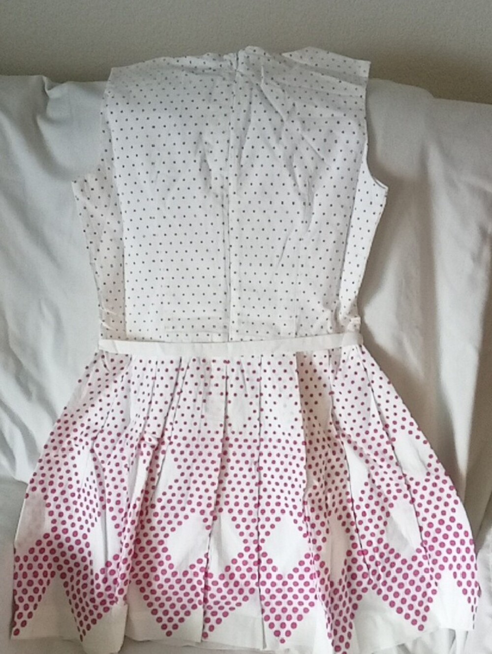 Girls White Dress with Pink Dot Ombre Skirt and Belt - Picture 2 of 3